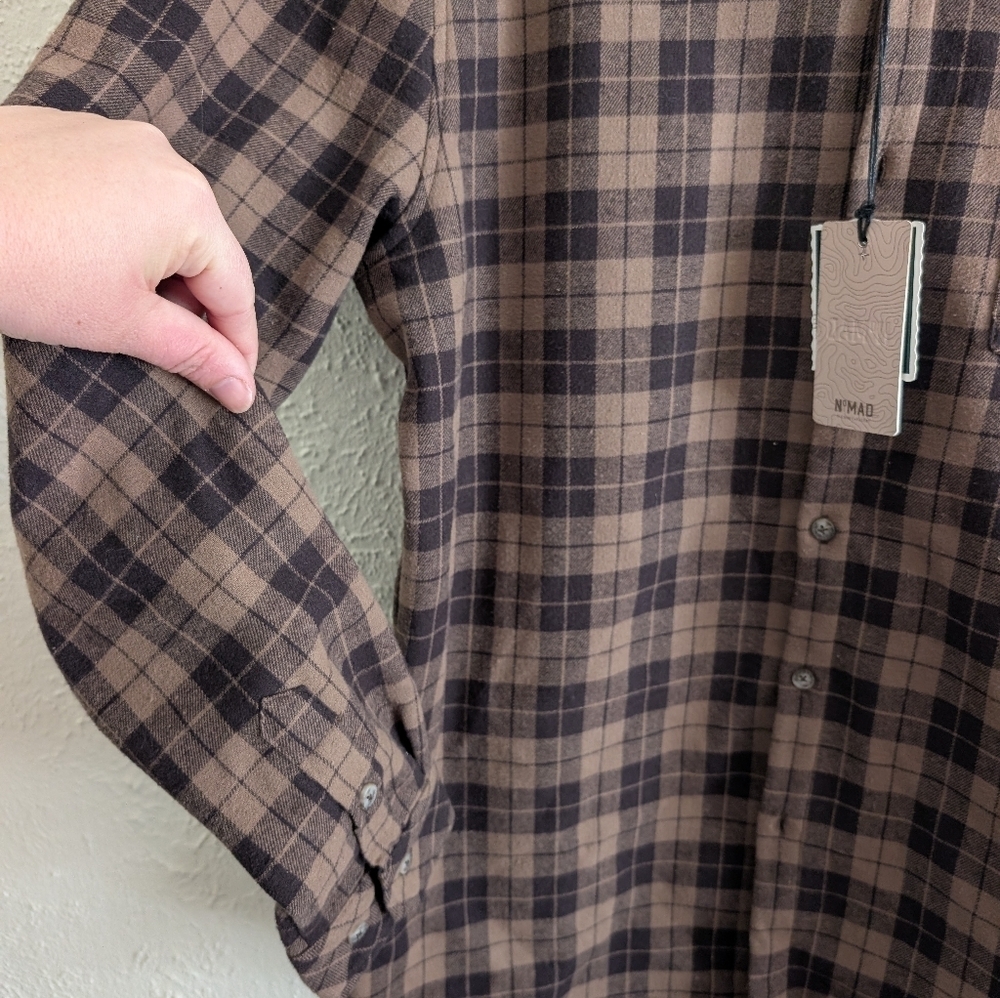 NWT NoMad Brown Plaid Casual Button-Down Shirt - Picture 4 of 7